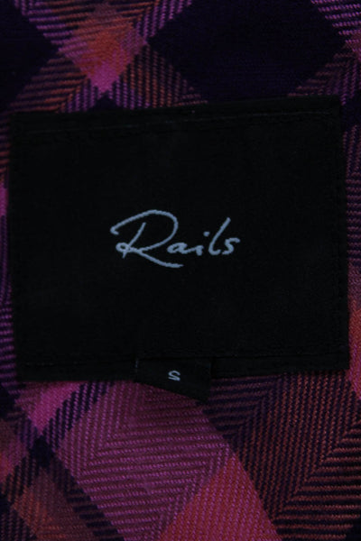 Rails Women Basic Button-Up Pink Plaid Rayon Collared Long Sleeve Fall Size S