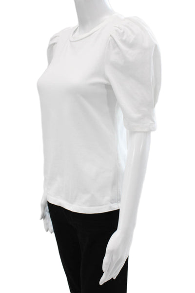 English Factory Women White Round Neck 100% Cotton Short Sleeve Blouse Size XS