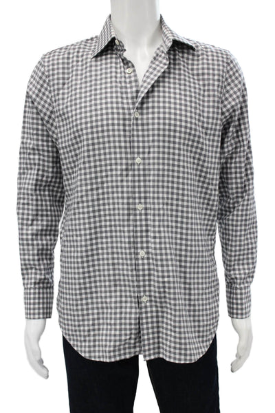 Bonobos Men's Long Sleeves Button Down Gray Plaid Shirt Size 16