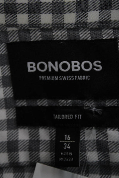Bonobos Men's Long Sleeves Button Down Gray Plaid Shirt Size 16