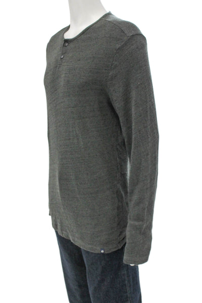 AG Mens Henley Basic Long Sleeve Gray Polyester T-Shirt Size M