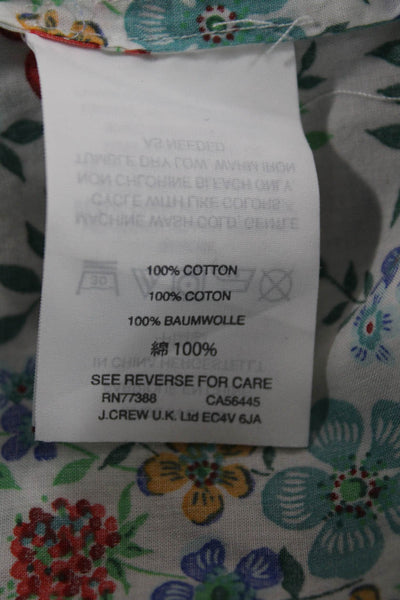 J Crew Women Floral Cotton Off the Shoulder Basic Blouse 3/4 Sleeve Size 14