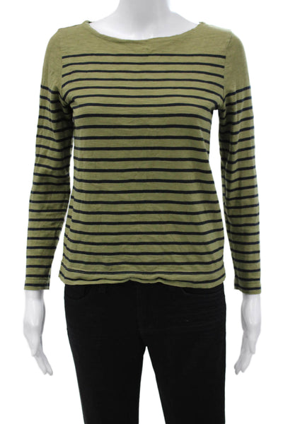 J Crew Womens Striped Boatneck Cotton Long Sleeve T Shirt Size XS