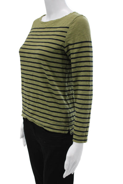 J Crew Womens Striped Boatneck Cotton Long Sleeve T Shirt Size XS