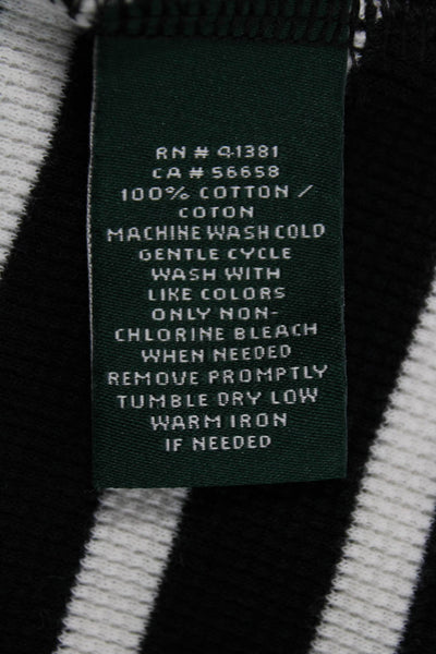 Lauren Ralph Lauren Women Maxi Striped Black Cotton Dress Short Sleeve Size M