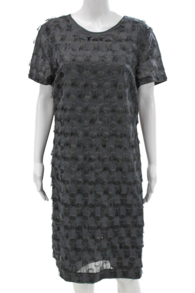 Banana Republic Women Gray Shift Dress Short Sleeve Knee Length Size 14