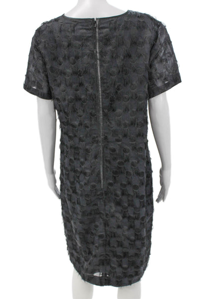 Banana Republic Women Gray Shift Dress Short Sleeve Knee Length Size 14
