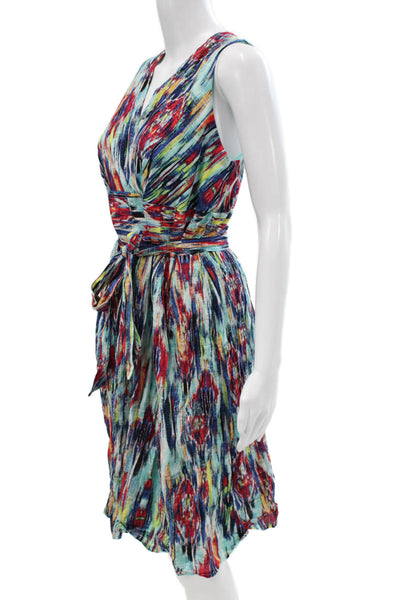 Rabbit Womens Wrap Dress Multicolor Cotton V-Neck Sleeveless Summer Size 14