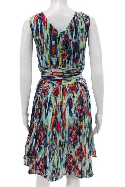 Rabbit Womens Wrap Dress Multicolor Cotton V-Neck Sleeveless Summer Size 14