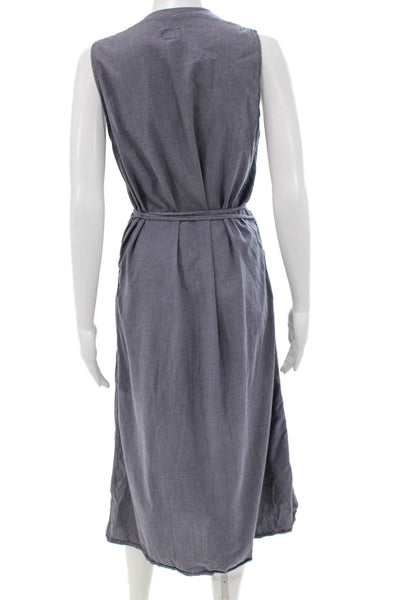 Engineered Garments Women Wrap Dress Gray V Neck Sleeveless Knee Length Size 2