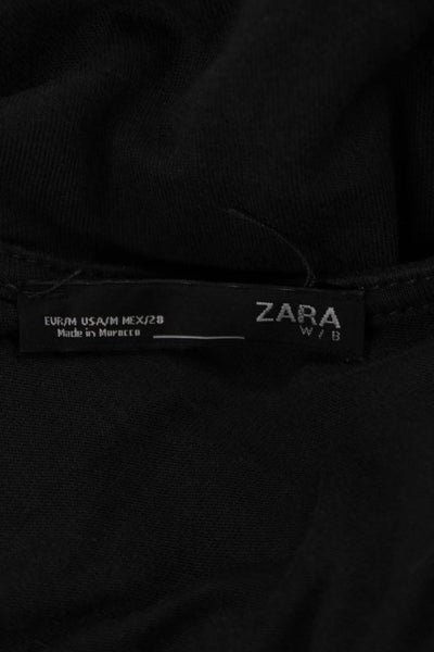 Zara Women Gray Knit Jumpsuit Long Sleeve Round Neck Drawstring Size M