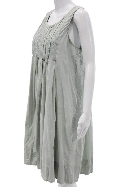 Sundance Womens Green Cotton Scoop Neck Shift Dress Sleeveless Knee Size M