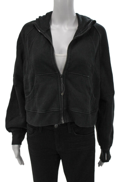 Lululemon Women Basic Jacket Black Zip Cotton Long Sleeve Size XS