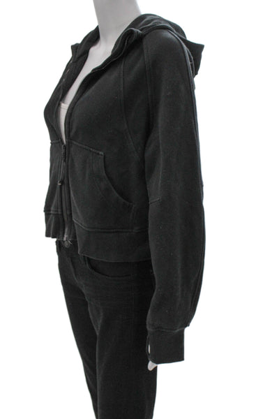 Lululemon Women Basic Jacket Black Zip Cotton Long Sleeve Size XS