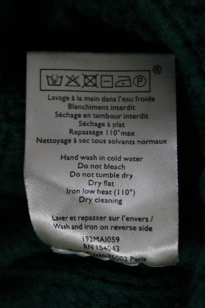 La Maille Sezane Womens Green Wool Cable Mock Neck Pullover Sweater Size XS
