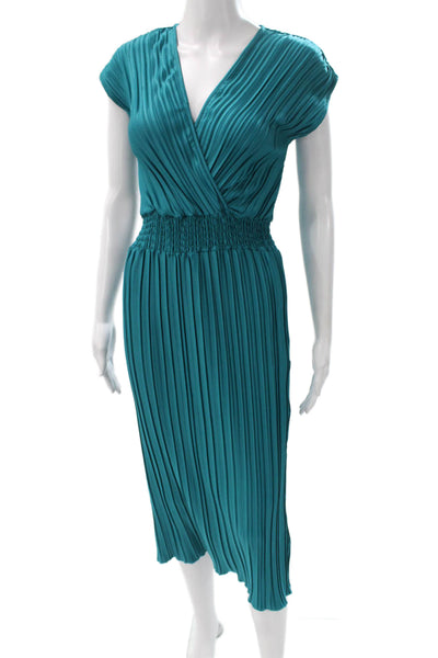 DKNY Women Wrap Dress Green V-Neck Short Sleeve Polyester Size 10