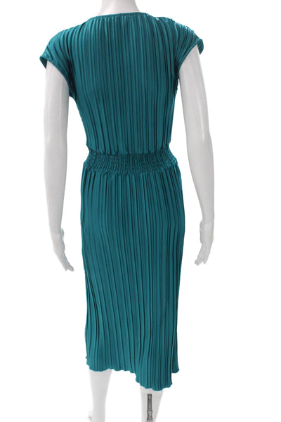 DKNY Women Wrap Dress Green V-Neck Short Sleeve Polyester Size 10