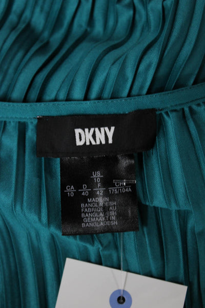DKNY Women Wrap Dress Green V-Neck Short Sleeve Polyester Size 10
