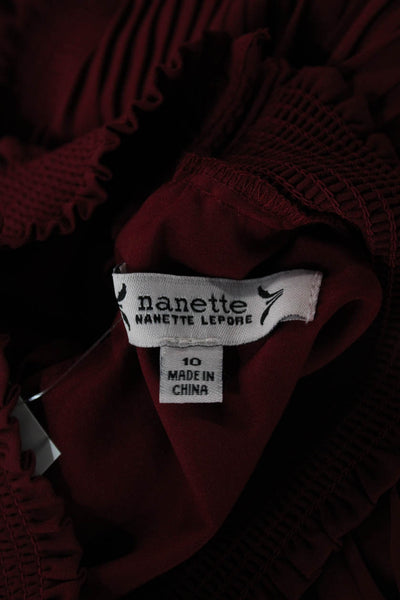 Nanette Nanette Lepore Women A-Line Red Mock Neck Sleeveless Dress Size 10