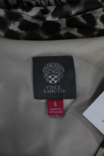 Vince Camuto Womens Shirt Dress Beige Animal Print Collared 3/4 Sleeve Size 4