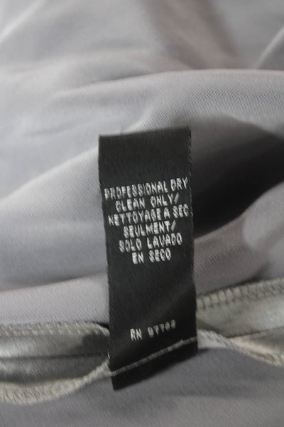 Jill Jill Stuart Women Silver Satin Maxi Dress V-Neck Sleeveless Zip Size 6