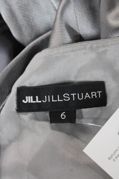 Jill Jill Stuart Women Silver Satin Maxi Dress V-Neck Sleeveless Zip Size 6