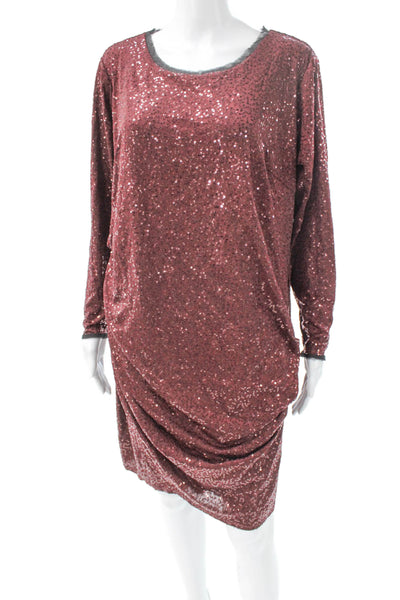 Rachel Rachel Roy Women Shift Dress Red Long Sleeve Knee Length Size 0X