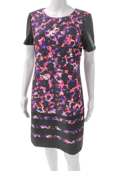Vince Camuto Women Sheath Dress Floral Multicolor Short Sleeve Size 10