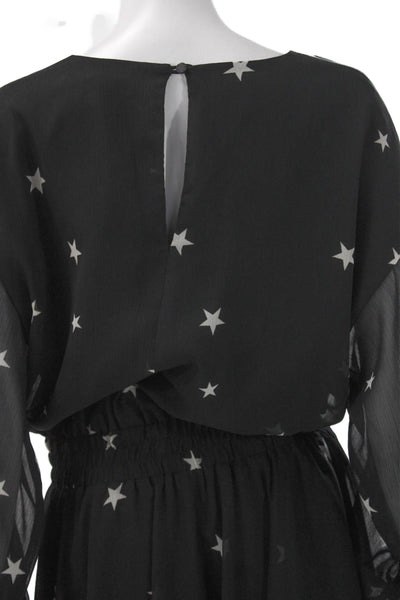 Rachel Rachel Roy Womens Blouson Dress Black Geometric Long Sleeve Size L