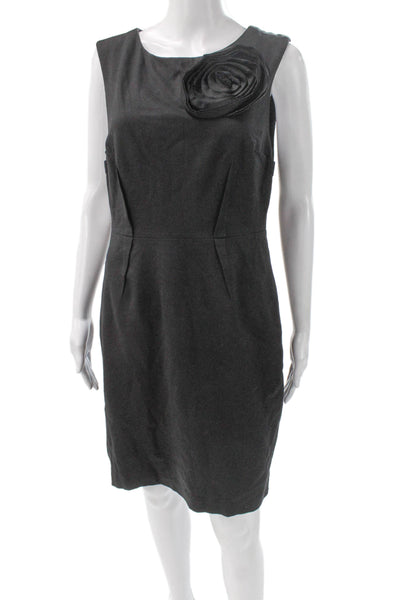 Trina Turk Women Sheath Dress Gray Rayon Sleeveless Knee Length Size 10