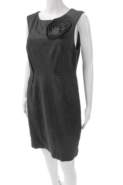 Trina Turk Women Sheath Dress Gray Rayon Sleeveless Knee Length Size 10