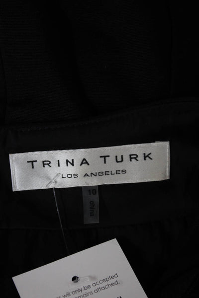 Trina Turk Women Sheath Dress Gray Rayon Sleeveless Knee Length Size 10