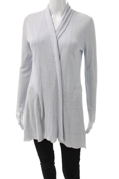 Eileen Fisher Women Organic Linen Blue Long Sleeve Cardigan Petite Size XS