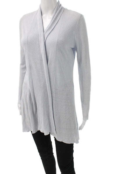 Eileen Fisher Women Organic Linen Blue Long Sleeve Cardigan Petite Size XS