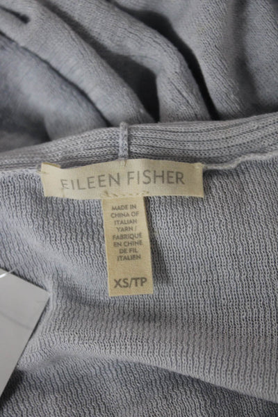 Eileen Fisher Women Organic Linen Blue Long Sleeve Cardigan Petite Size XS
