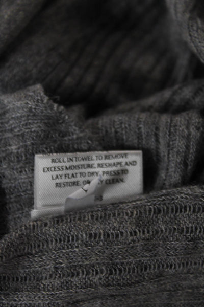 Eileen Fisher Women Gray Linen V-Neck 3/4 Sleeve Cardigan Size M