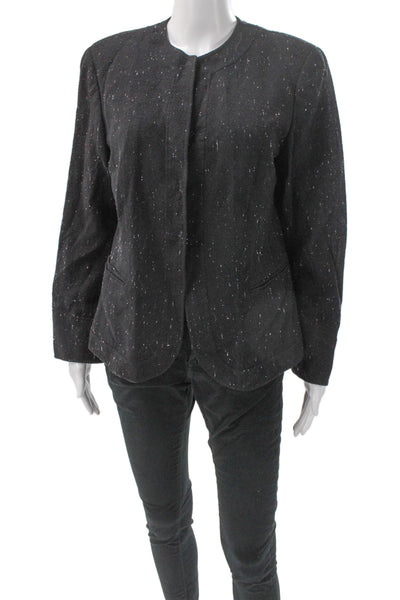 Lafayette 148 New York Womens Black Flecked Wool Blazer Long Sleeve Size 12