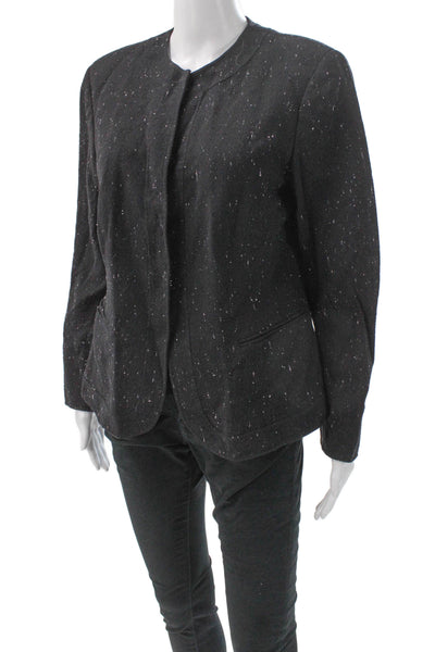 Lafayette 148 New York Womens Black Flecked Wool Blazer Long Sleeve Size 12