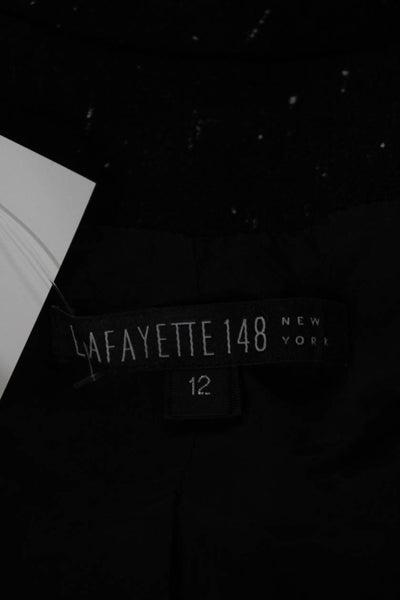 Lafayette 148 New York Womens Black Flecked Wool Blazer Long Sleeve Size 12