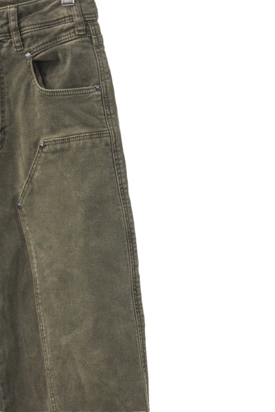 Paige Black Label Womens Wide Leg Jeans Green High Rise Button Size 24