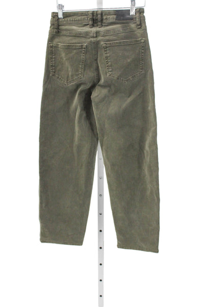 Paige Black Label Womens Wide Leg Jeans Green High Rise Button Size 24