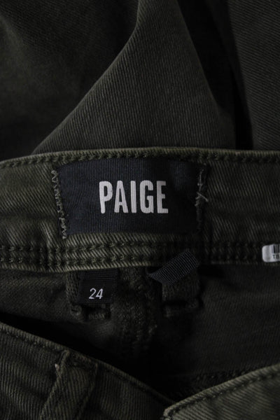 Paige Black Label Womens Wide Leg Jeans Green High Rise Button Size 24