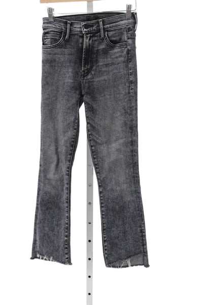 Mother Women Flared Jeans High Rise Black Button Cotton Size 23