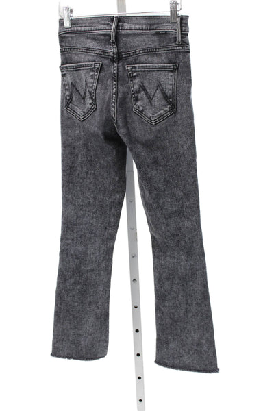 Mother Women Flared Jeans High Rise Black Button Cotton Size 23