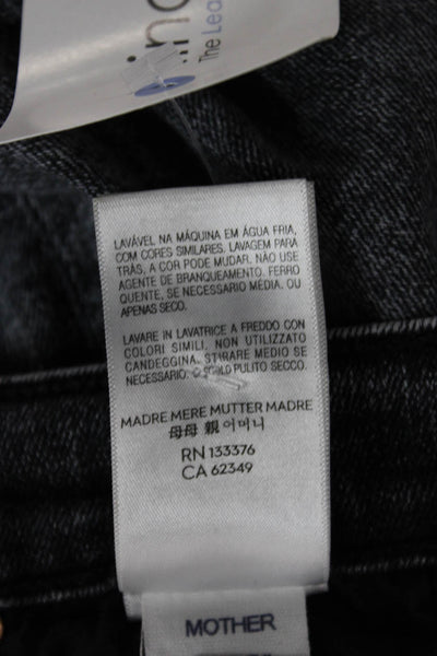 Mother Women Flared Jeans High Rise Black Button Cotton Size 23