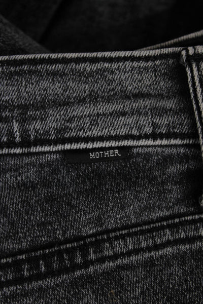 Mother Women Flared Jeans High Rise Black Button Cotton Size 23