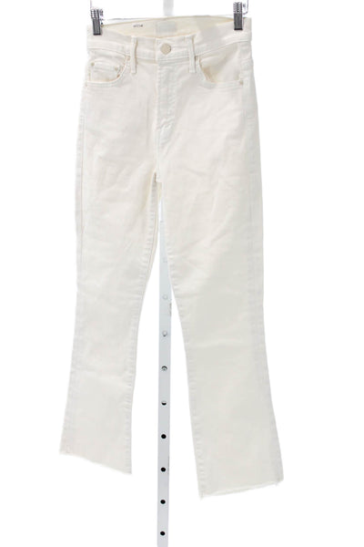 Mother Womens Cropped High Rise White Cotton Jeans Size 24