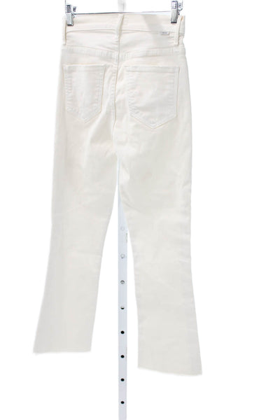 Mother Womens Cropped High Rise White Cotton Jeans Size 24