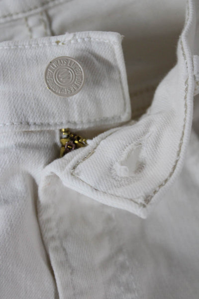 Mother Womens Cropped High Rise White Cotton Jeans Size 24