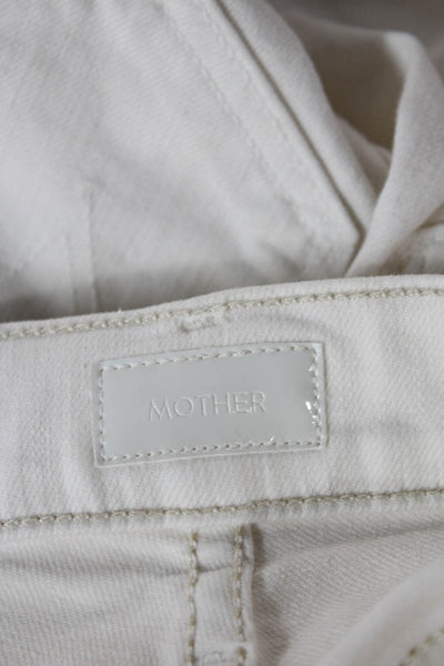 Mother Womens Cropped High Rise White Cotton Jeans Size 24